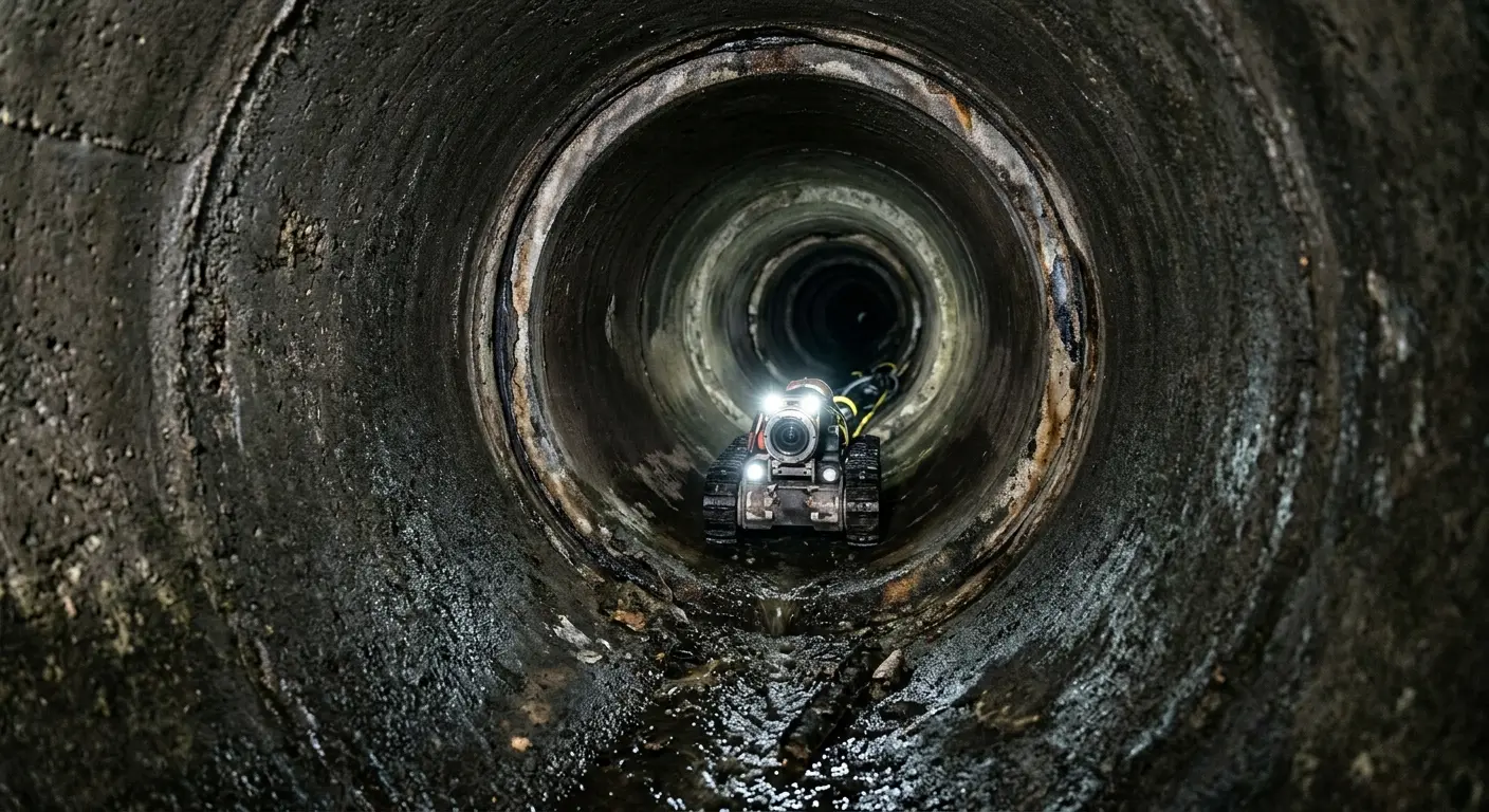 Robotic sewer camera inspecting pipe interior for Drain Snake Service in Soledad